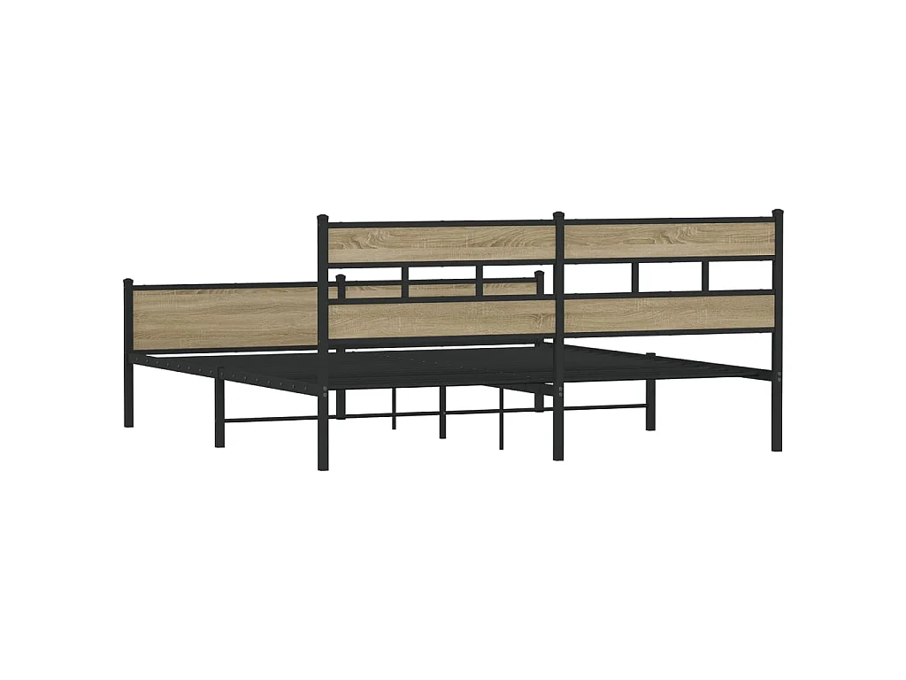 Cadre de lit en métal sans matelas chêne sonoma 200x200 cm