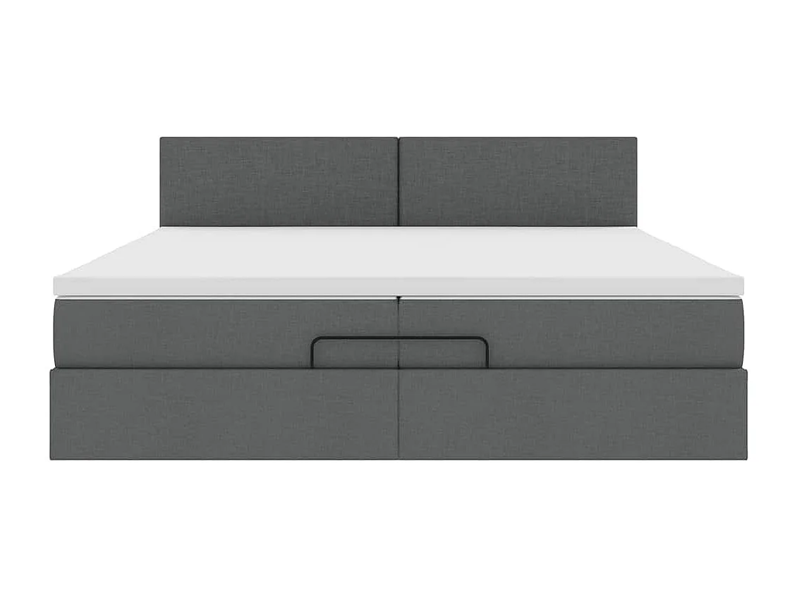 Cadre de lit ottoman avec matelas gris foncé 200x200cm tissu