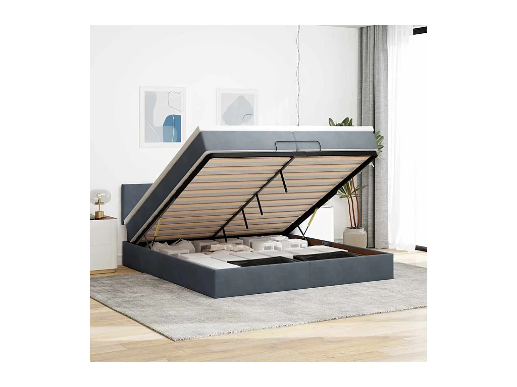 Struttura Letto Pouf con Materassi 200x200 cm Velluto