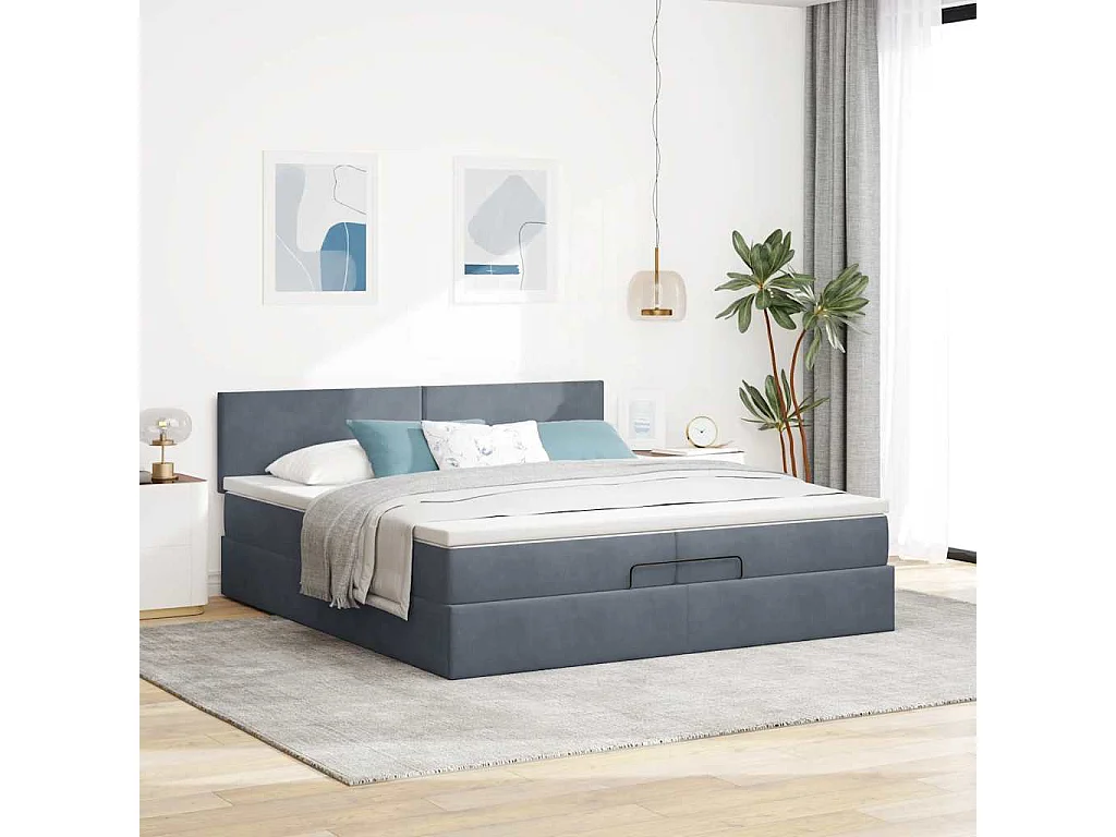 Ottoman bed met matrassen en LED's 200x200cm fluweel