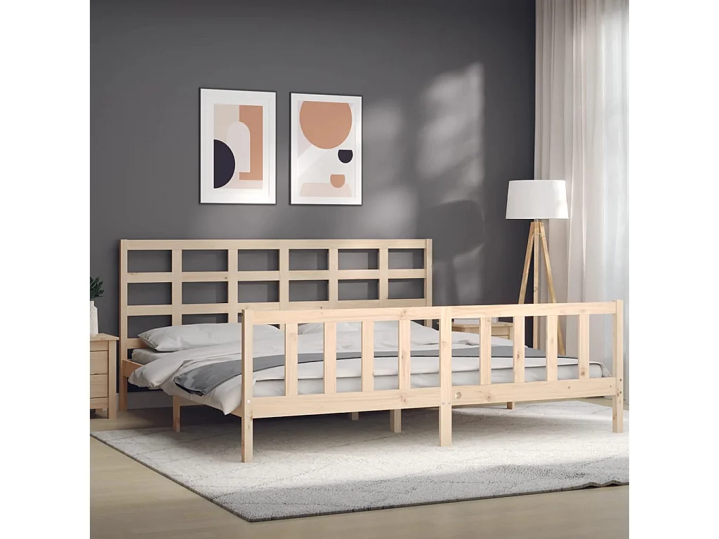 Cadre de lit sans matelas 200x200 cm bois massif de pin