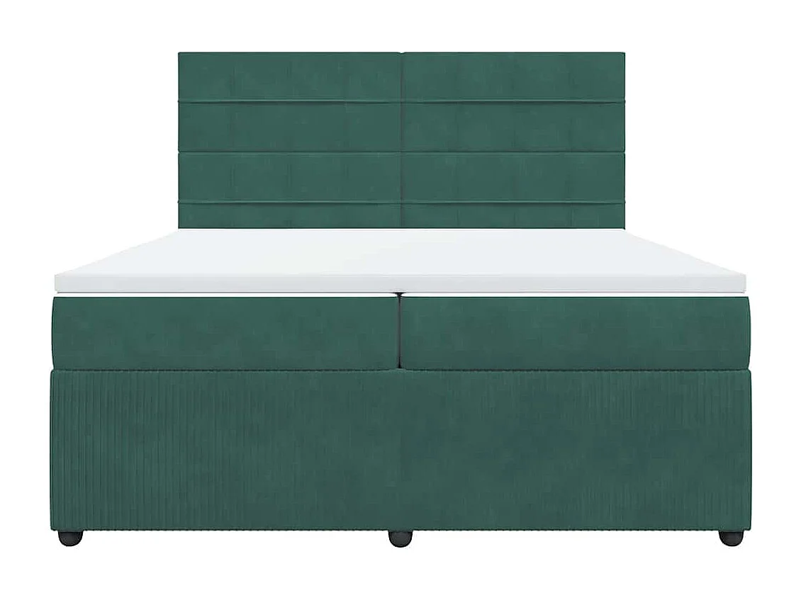 Cama box spring con colchón terciopelo verde oscuro 200x200 cm
