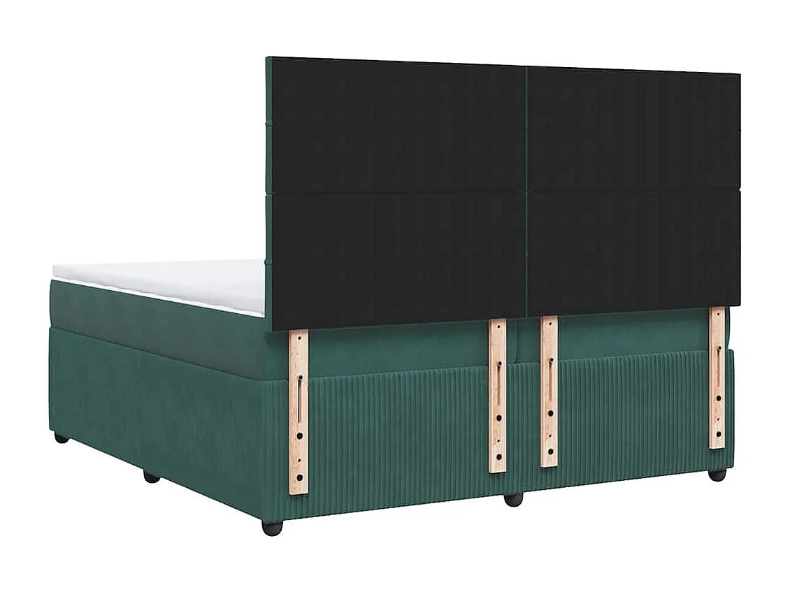 Cama box spring con colchón terciopelo verde oscuro 200x200 cm