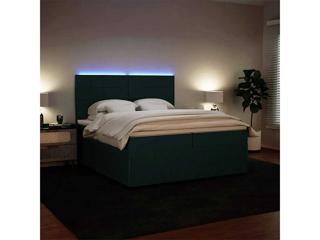 Boxspring met matras fluweel donkergroen 200x200 cm