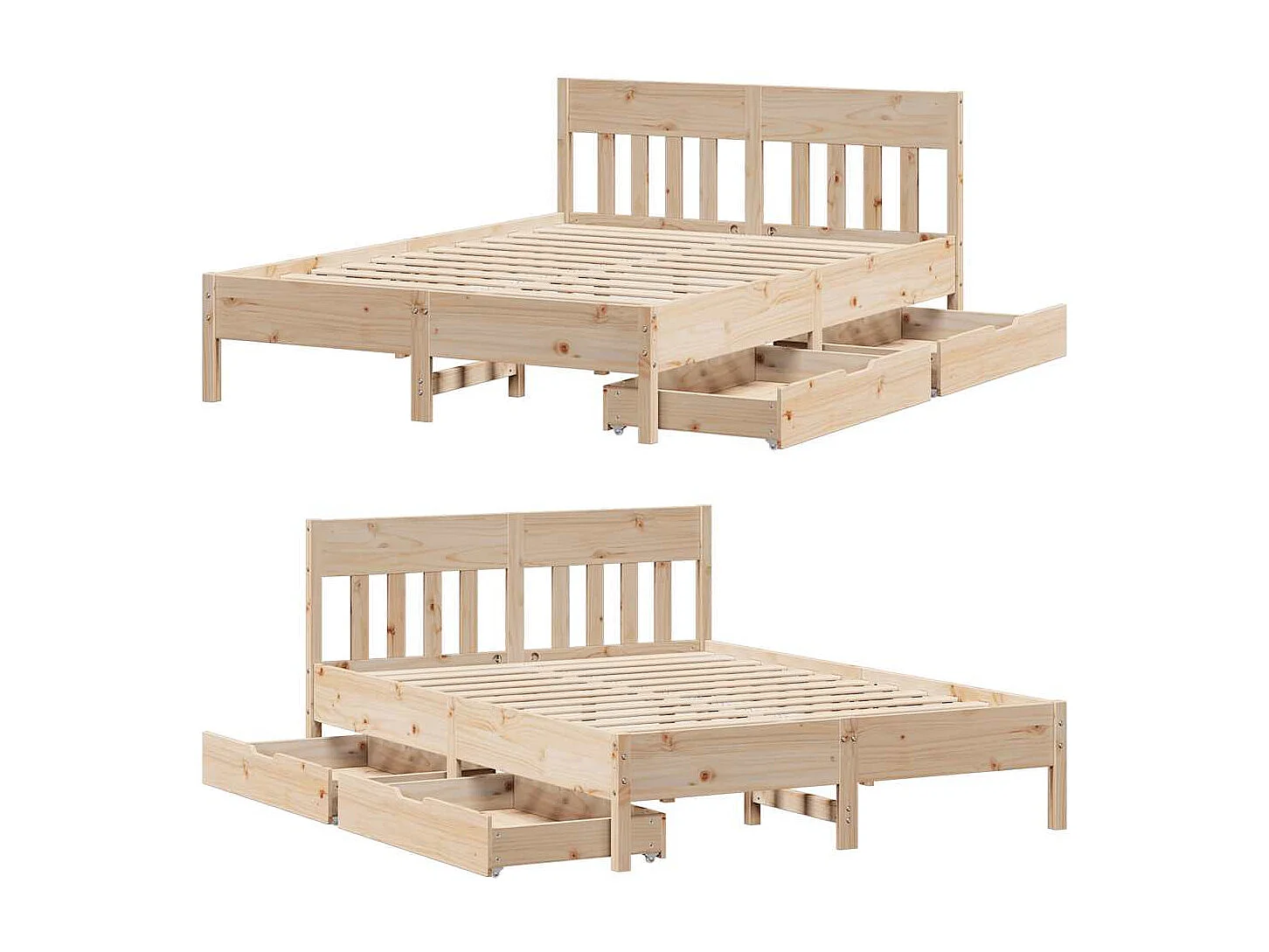 Letto senza Materasso 150x200 cm in Legno Massello di Pino