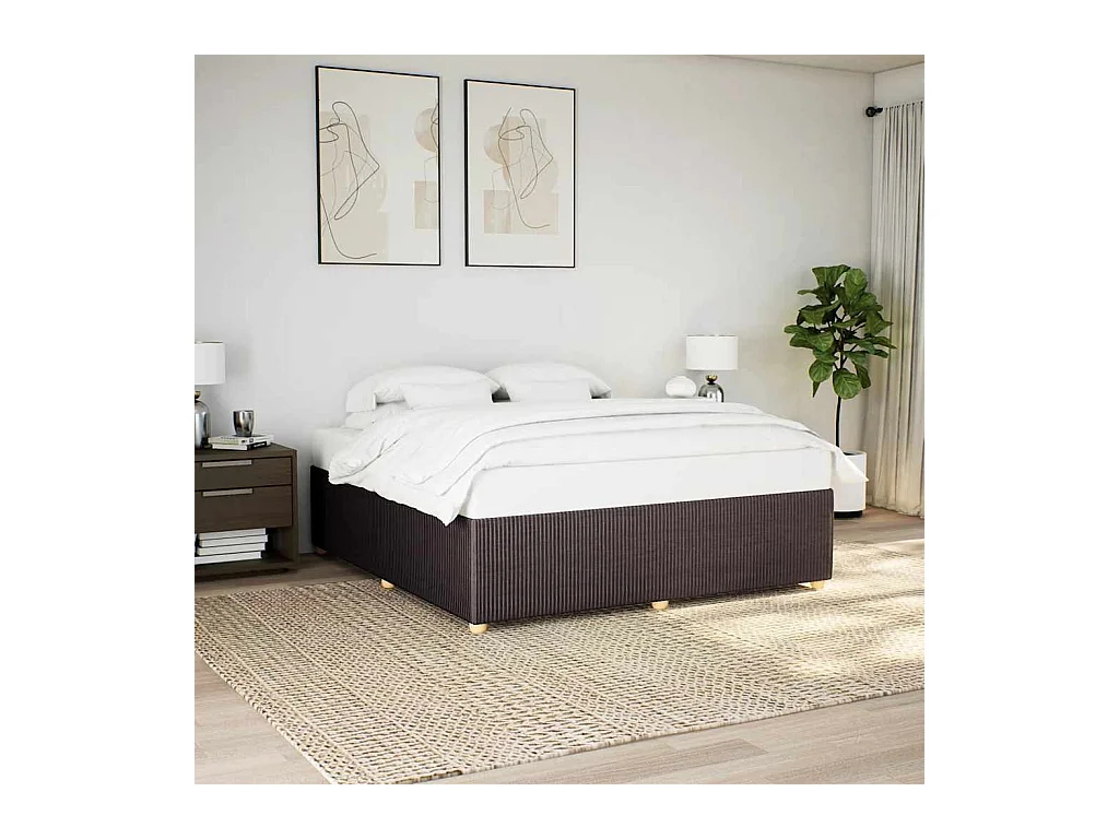 Cadre de lit sans matelas marron foncé 200x200 cm tissu