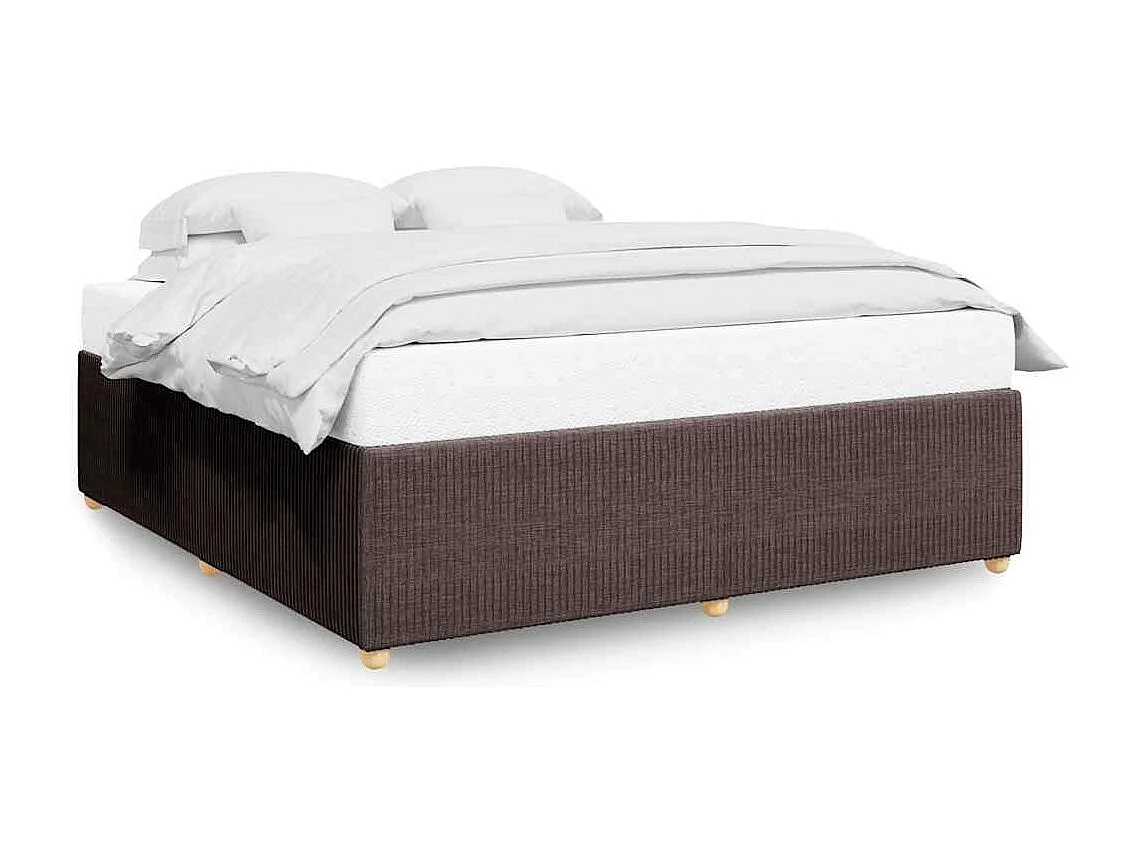 Cadre de lit sans matelas marron foncé 200x200 cm tissu