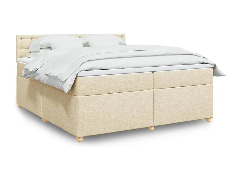 Giroletto a Molle con Materasso Crema 200x200 cm in Tessuto