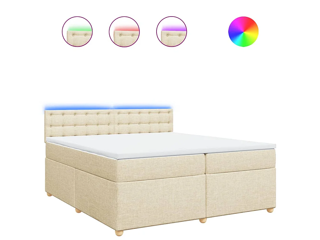 Boxspringbett mit Matratze Creme 200x200 cm Stoff