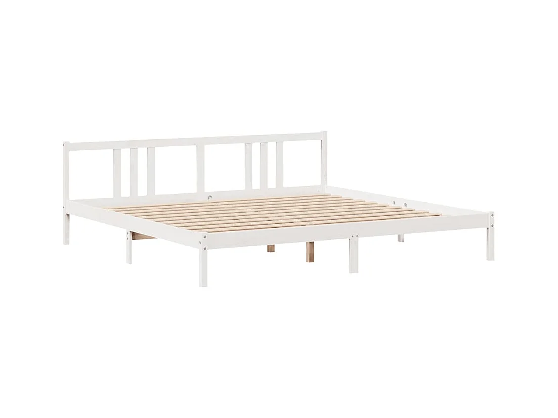 Cadre de lit avec tête de lit sans matelas blanc 200x200 cm