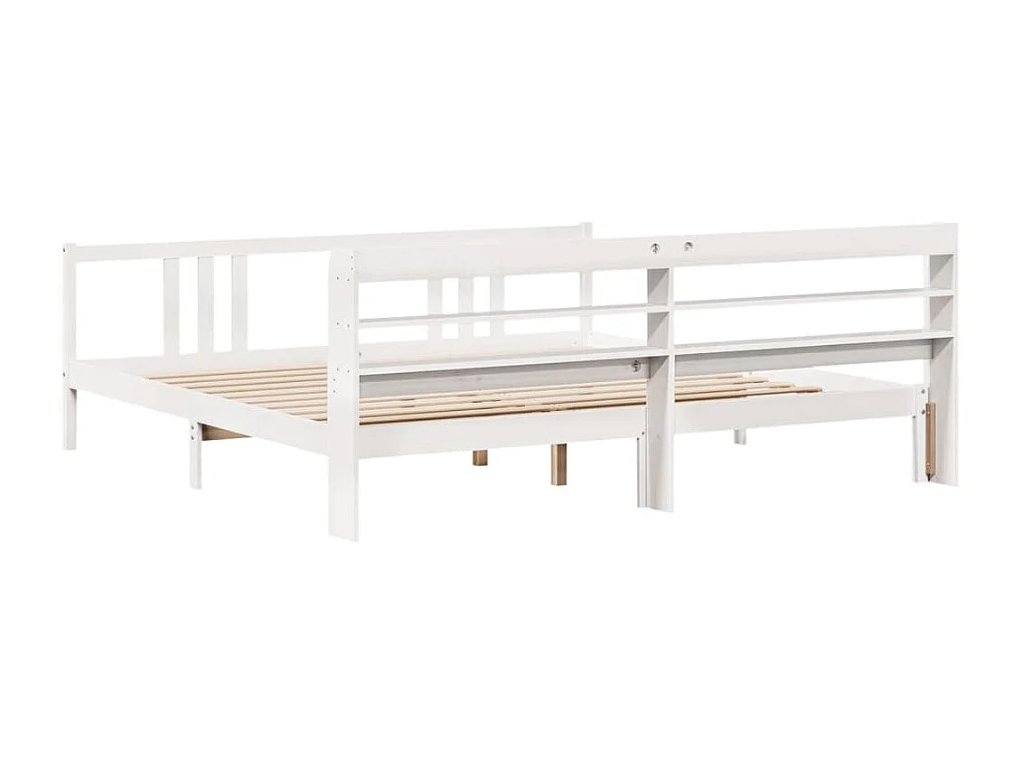 Giroletto con Testiera senza Materasso Bianco 200x200 cm