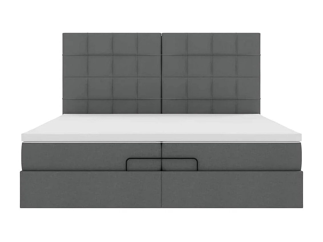 Cadre de lit ottoman avec matelas gris foncé 200x200cm tissu