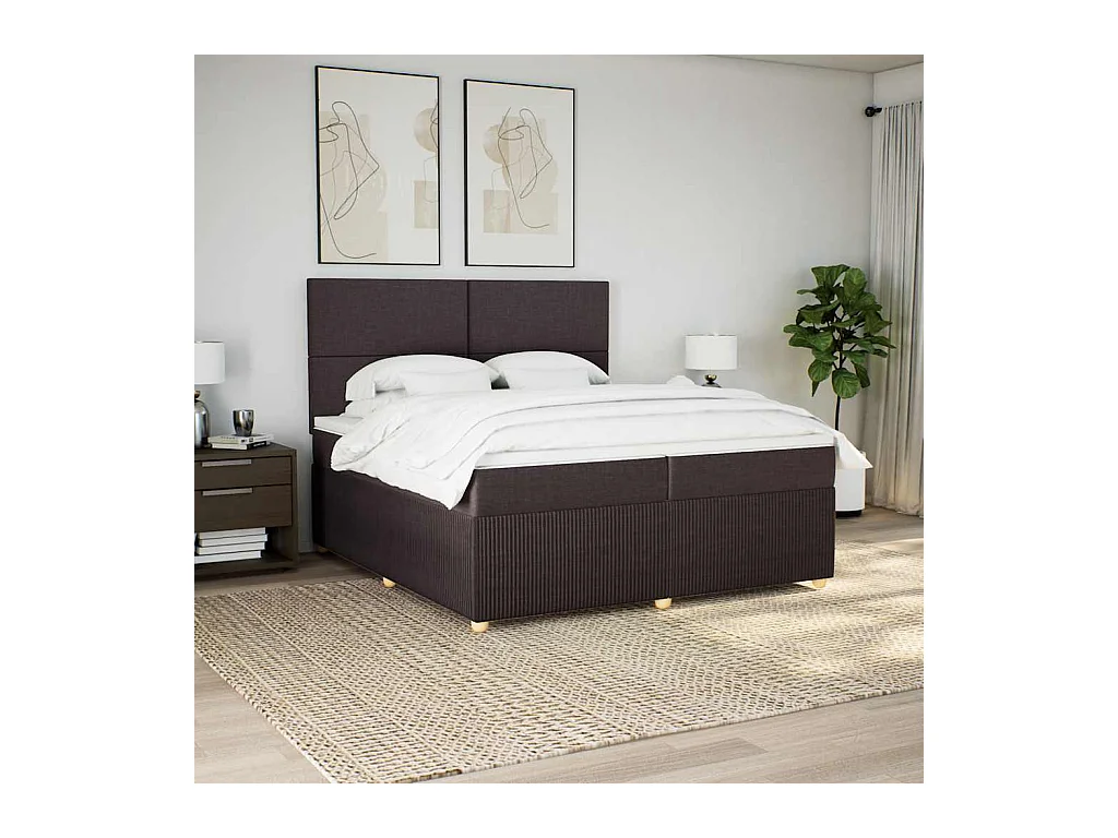 Boxspringbett mit Matratze Dunkelbraun 200x200 cm Stoff