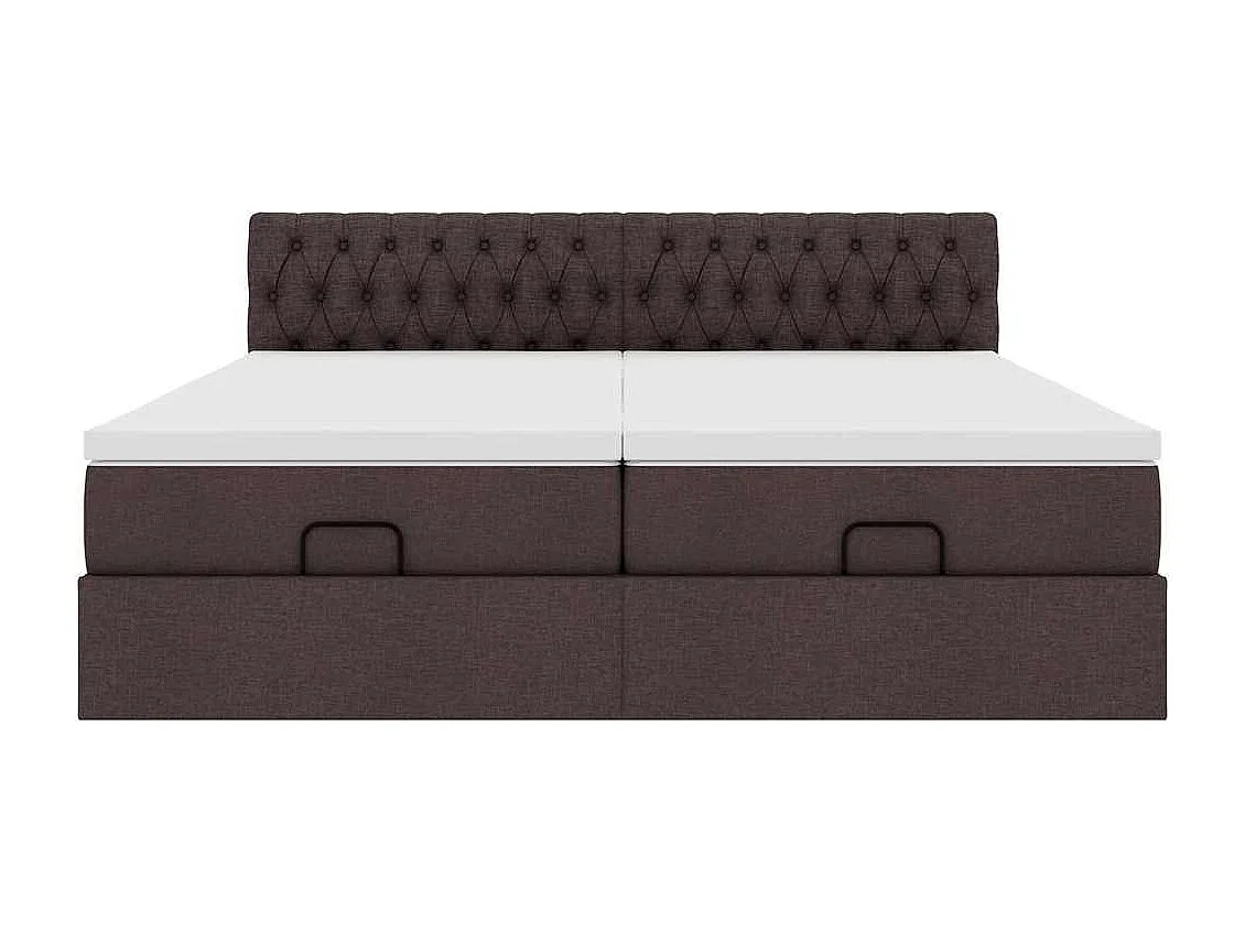 Cadre de lit ottoman avec matelas marron foncé 200x200 cm tissu