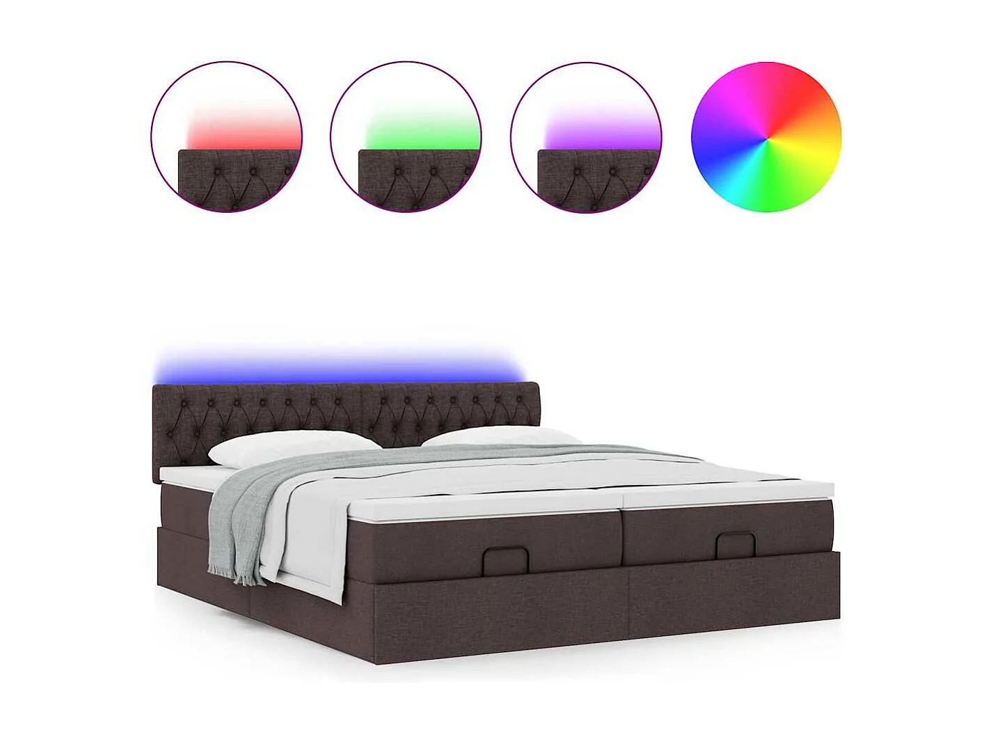 Cadre de lit ottoman avec matelas marron foncé 200x200 cm tissu