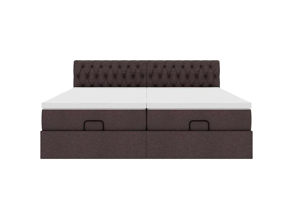 Ottoman-Bett mit Matratzen & LEDs Dunkelbraun 200x200 cm Stoff