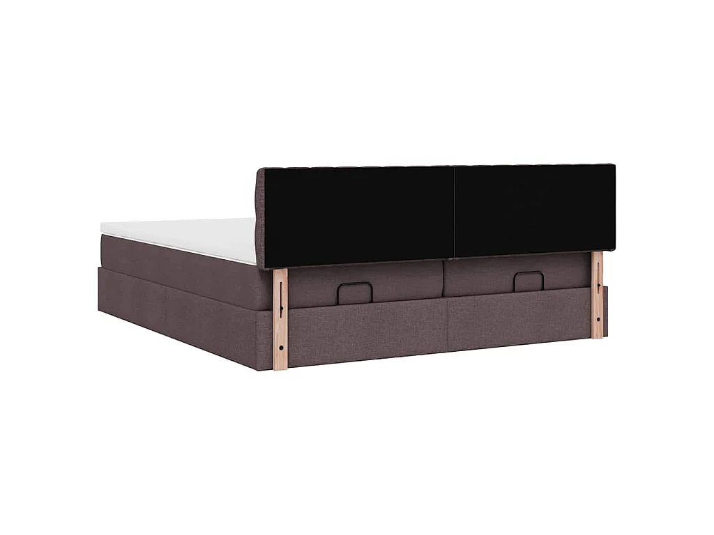 Ottoman-Bett mit Matratzen & LEDs Dunkelbraun 200x200 cm Stoff
