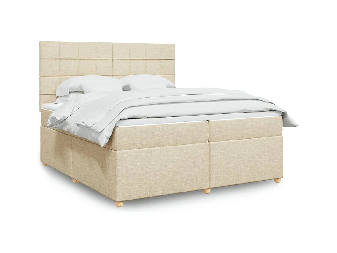 Sommier à lattes de lit avec matelas Crème 200x200 cm Tissu