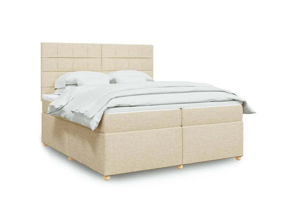 Giroletto a Molle con Materasso Crema 200x200 cm in Tessuto