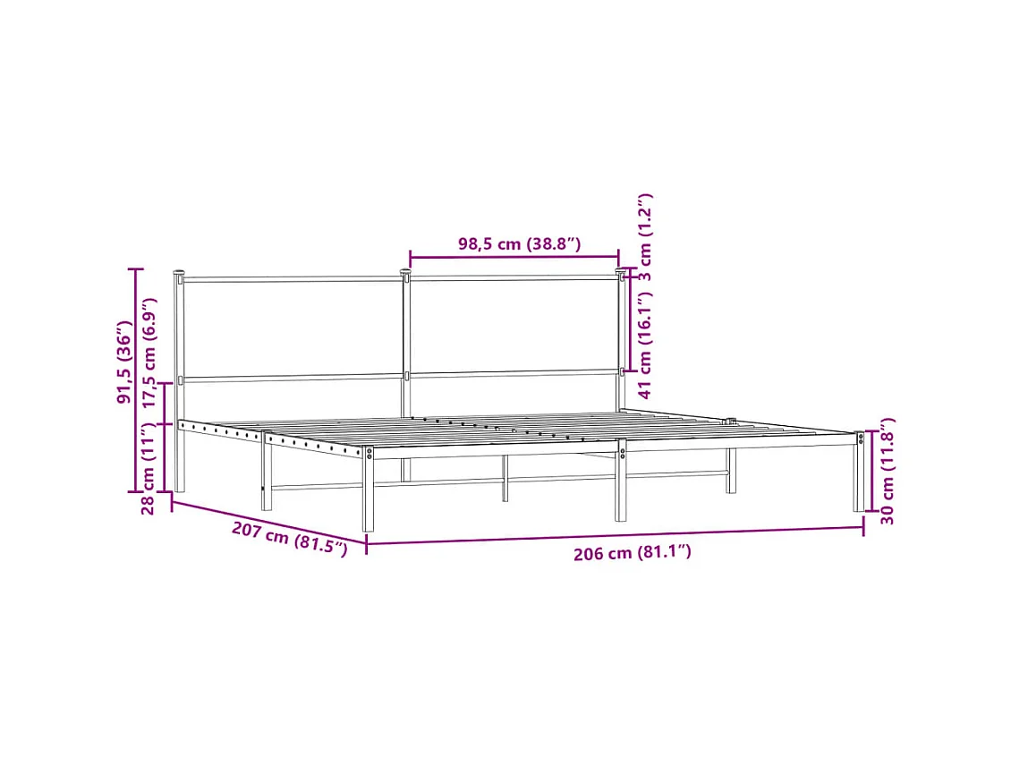 Giroletto senza Materaso in Metallo Rovere Marrone 200x200 cm