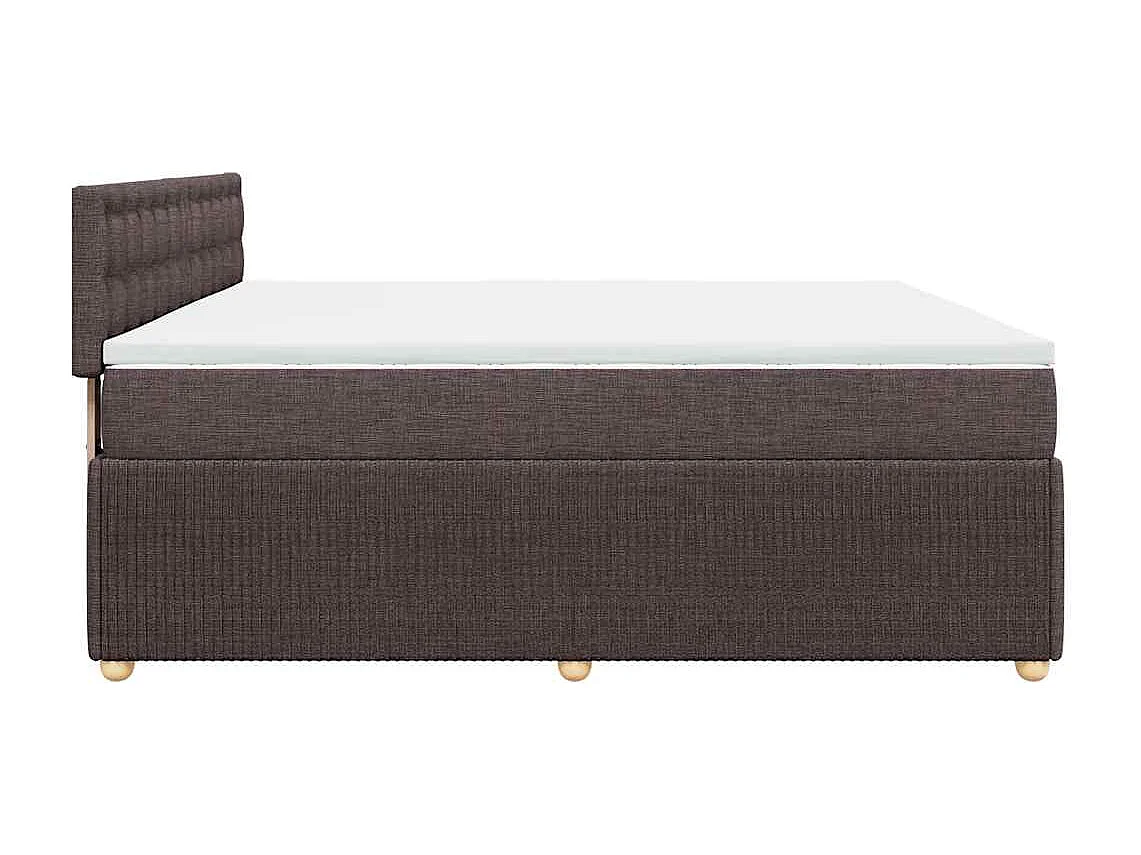 Cama box spring con colchón tela marrón oscuro 200x200 cm
