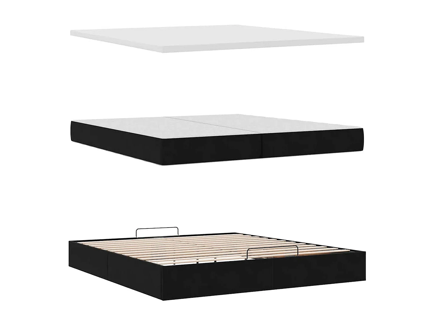 Cadre de lit ottoman avec matelas noir 200x200 cm velours
