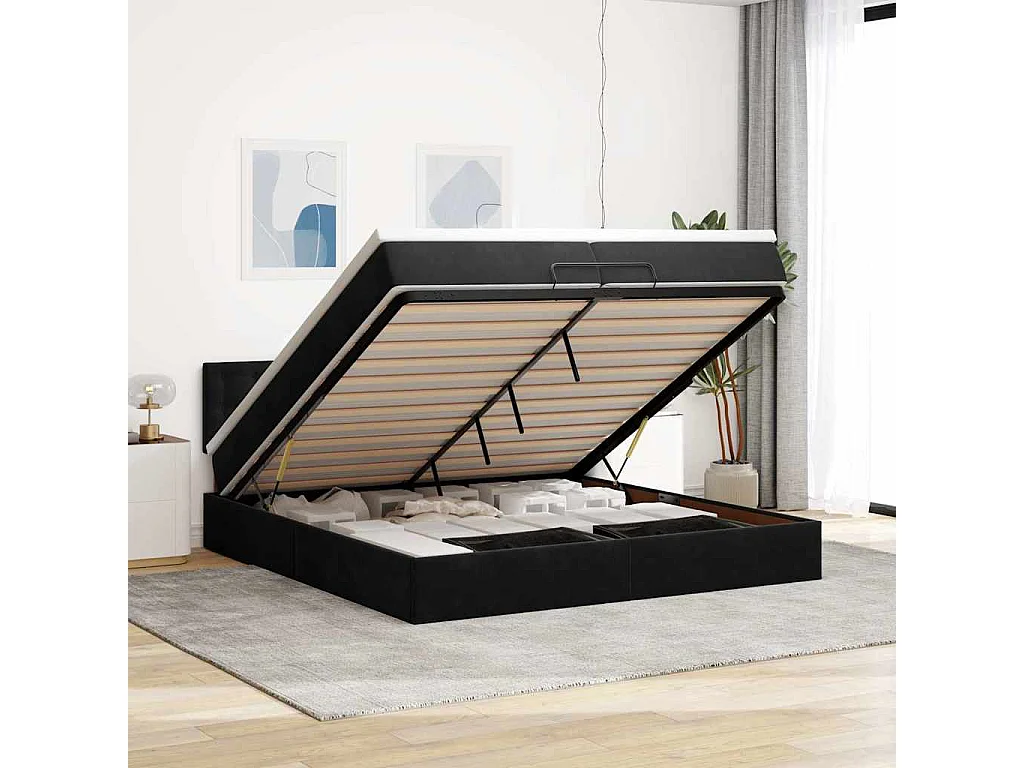Ottoman bed met matras 200x200 cm fluweel zwart