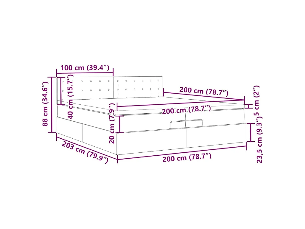 Ottoman bed met matras 200x200 cm fluweel zwart