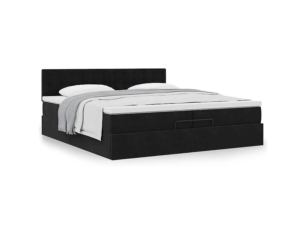 Ottoman bed met matras 200x200 cm fluweel zwart