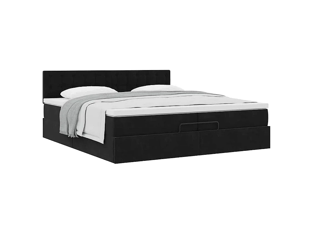 Ottoman bed met matras 200x200 cm fluweel zwart