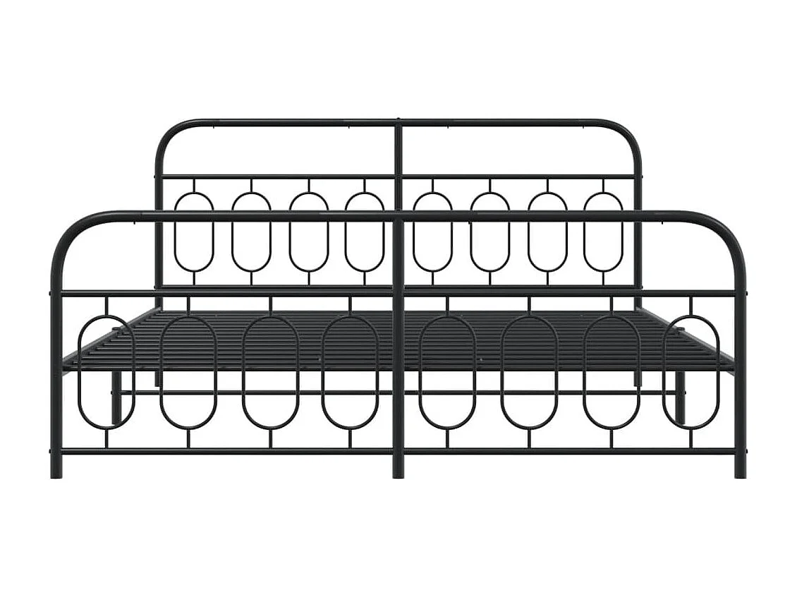 Cadre de lit métal sans matelas avec pied de lit noir 193x203cm