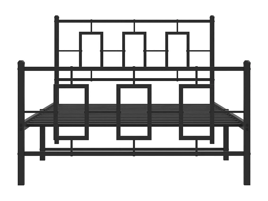 Cadre de lit métal sans matelas avec pied de lit noir 107x203cm