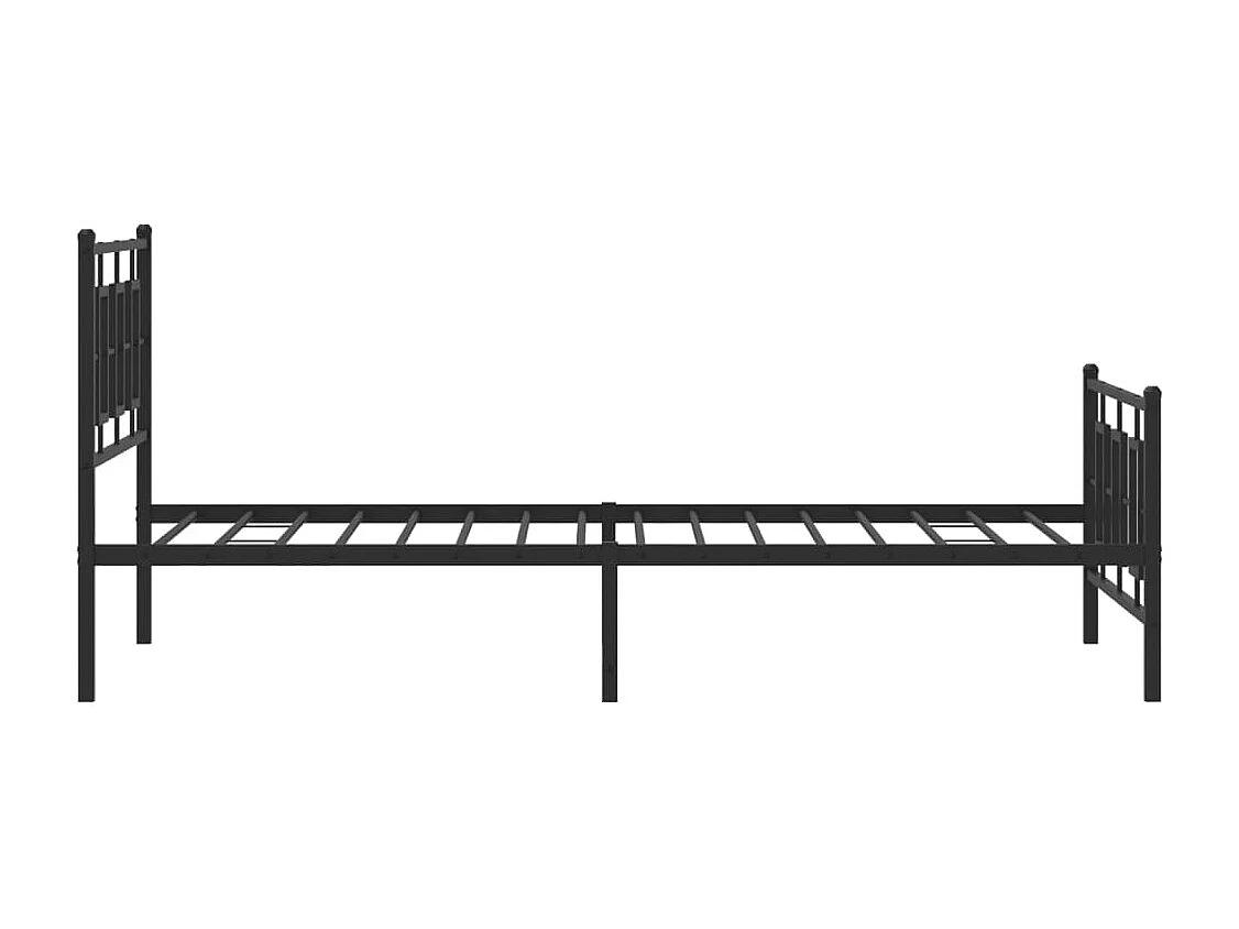 Cadre de lit métal sans matelas avec pied de lit noir 107x203cm