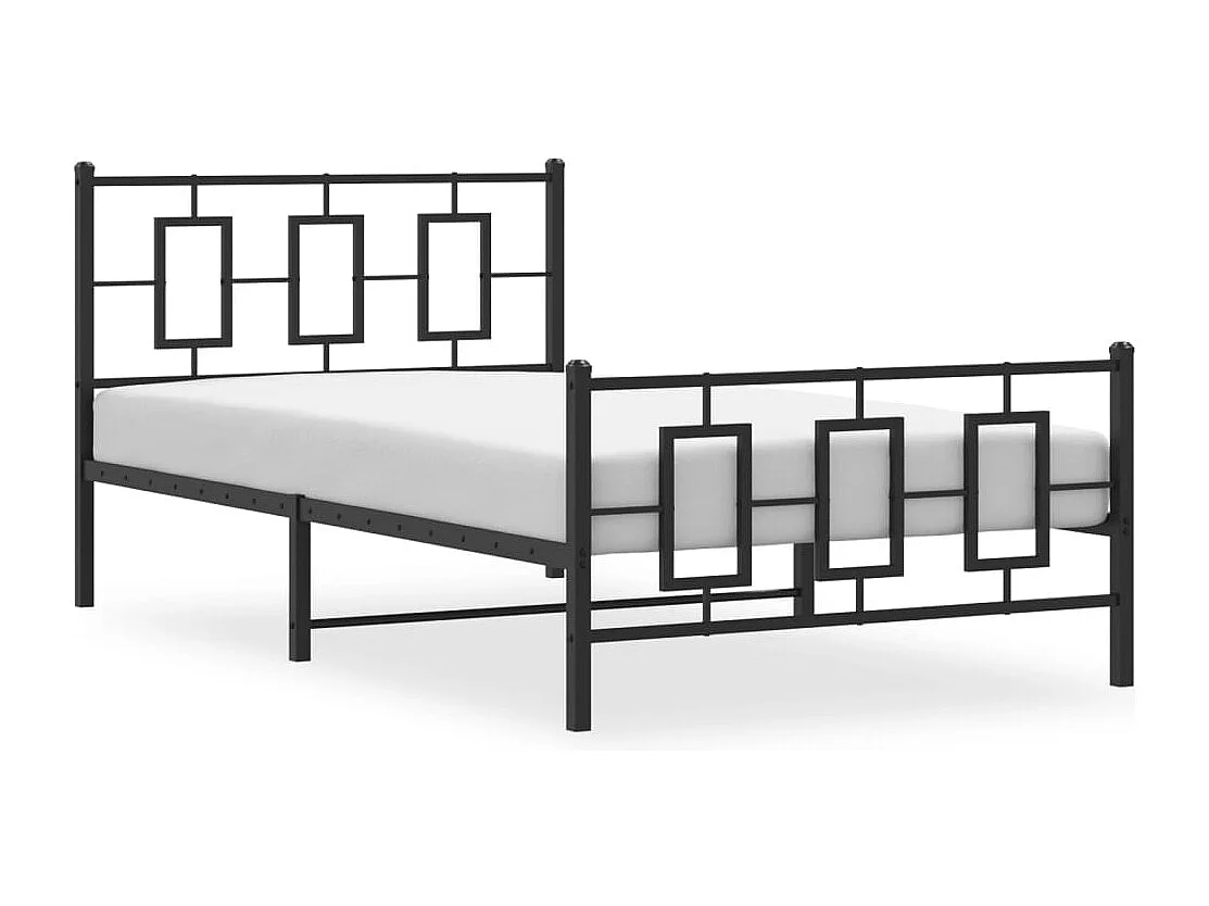 Estrutura de cama com cabeceira e pés 107x203 cm metal preto