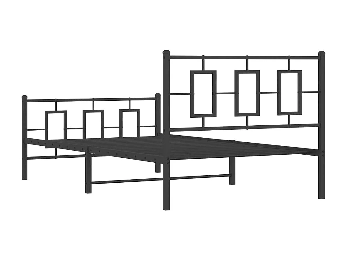 Estrutura de cama com cabeceira e pés 107x203 cm metal preto