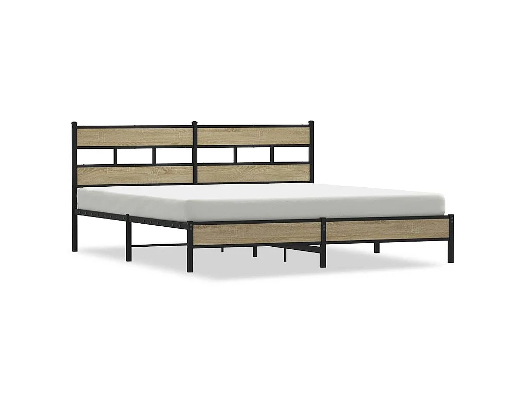 Cadre de lit en métal sans matelas chêne sonoma 193x203 cm