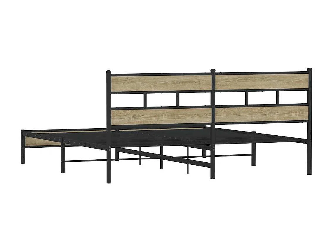 Cadre de lit en métal sans matelas chêne sonoma 193x203 cm