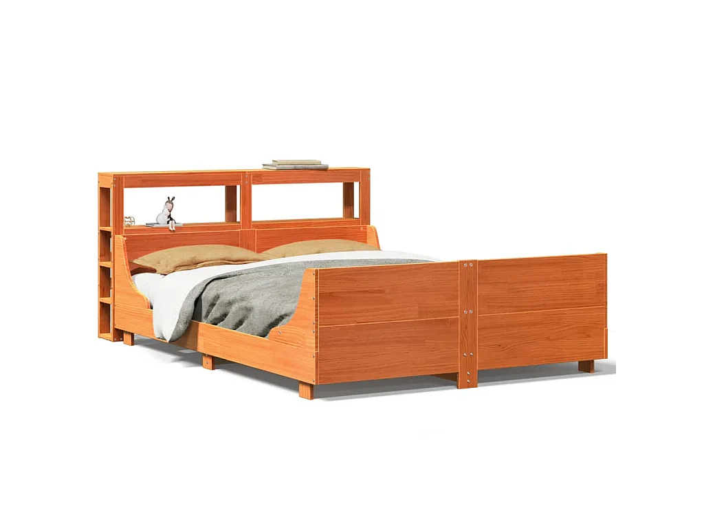Bedframe zonder matras massief grenenhout wasbruin 150x200 cm