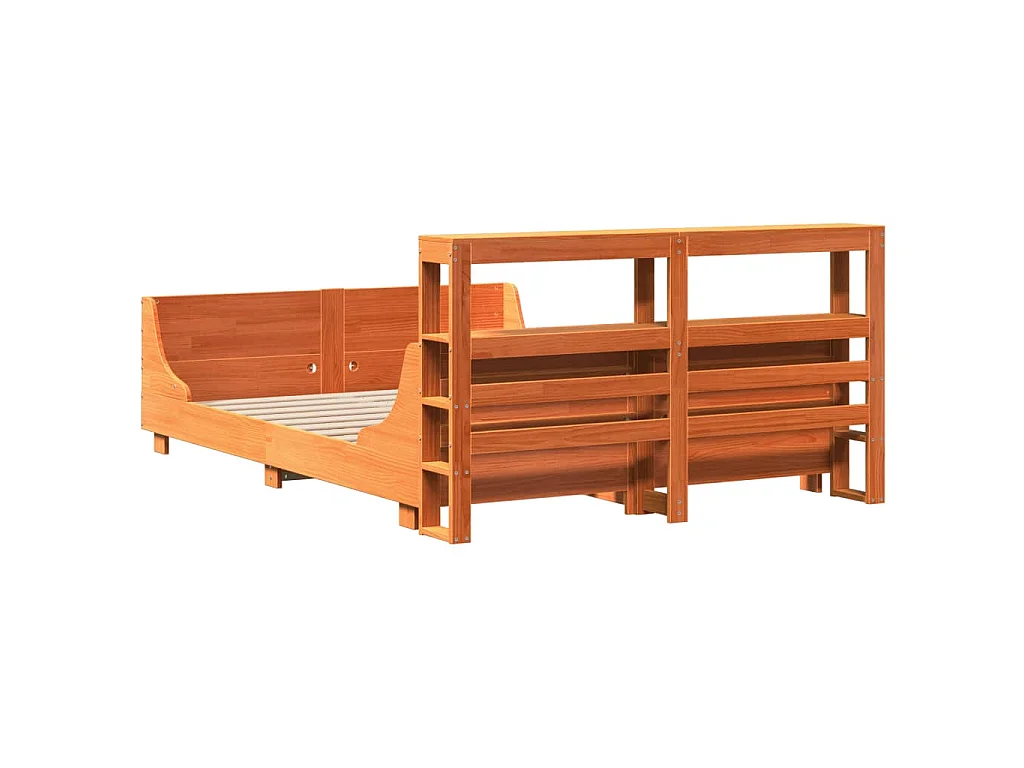 Bedframe zonder matras massief grenenhout wasbruin 150x200 cm