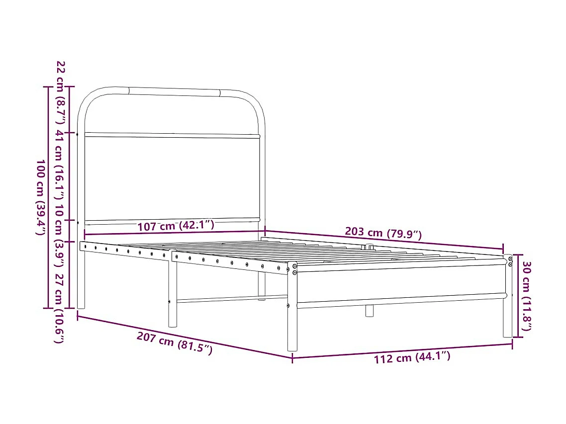 Bedframe zonder matras bewerkt hout bruin eikenkleur 107x203 cm