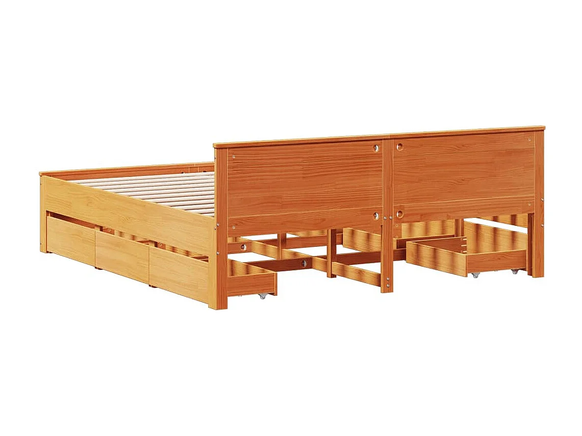 Massivholzbett ohne Matratze mit Kopfteil Braun 200x200 cm