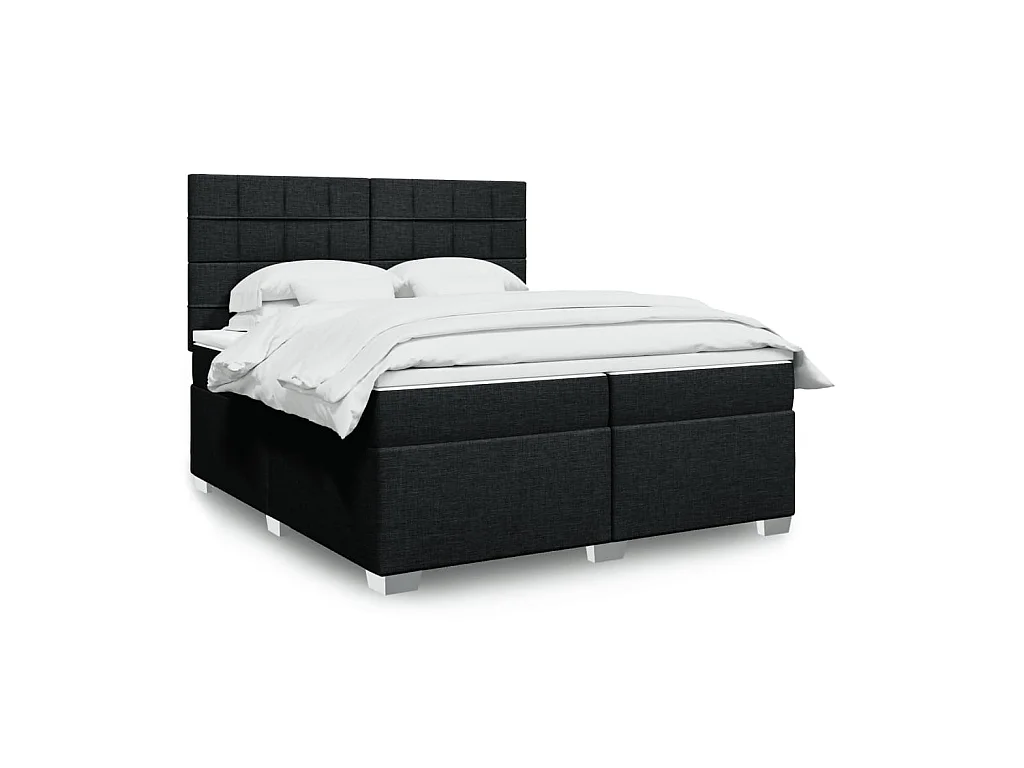 Sommier à lattes de lit avec matelas Noir 200x200 cm Tissu