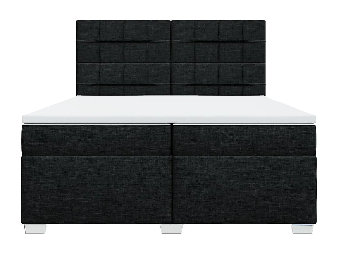 Sommier à lattes de lit avec matelas Noir 200x200 cm Tissu