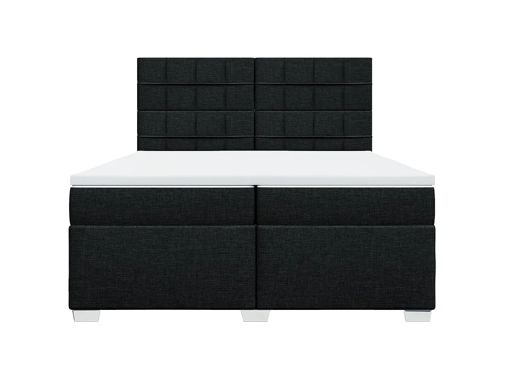 Cama box spring con colchón tela negro 200x200 cm