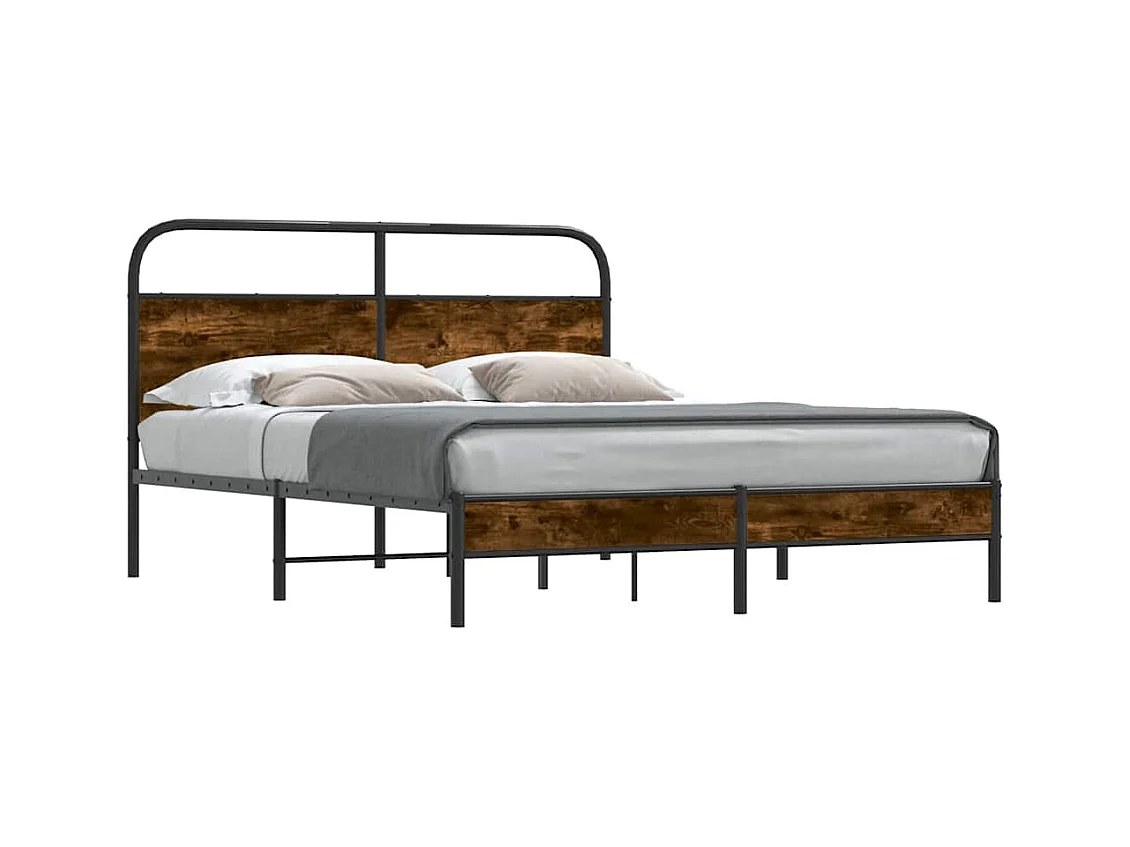 Cadre de lit sans matelas 150x200 cm chêne fumé bois ingénierie