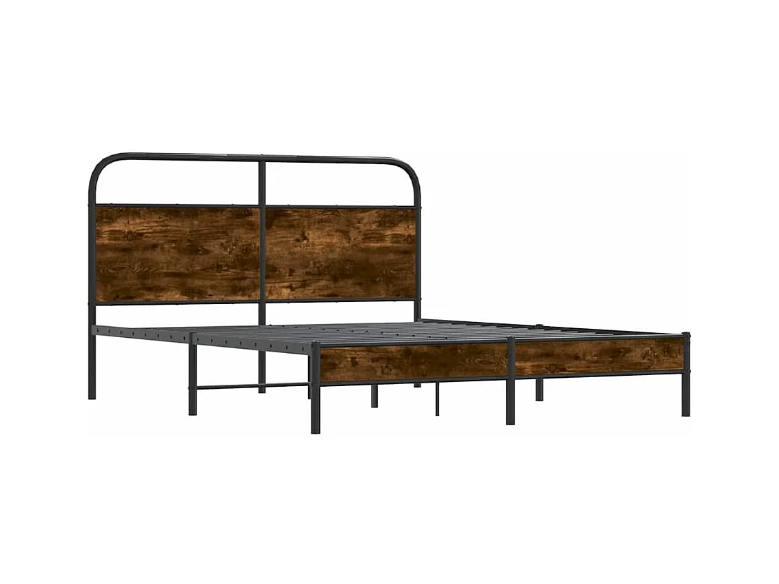 Cadre de lit sans matelas 150x200 cm chêne fumé bois ingénierie
