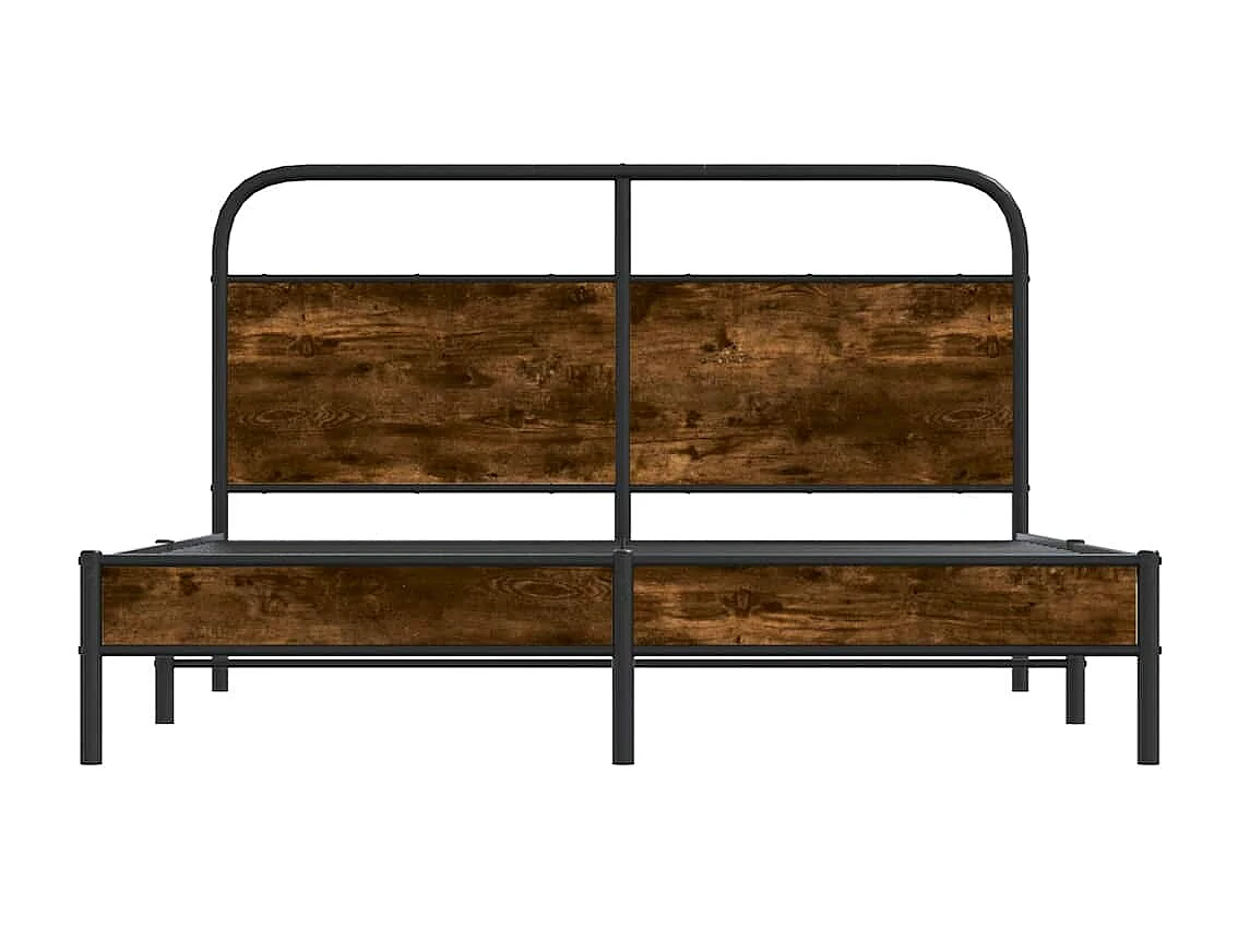 Cadre de lit sans matelas 150x200 cm chêne fumé bois ingénierie