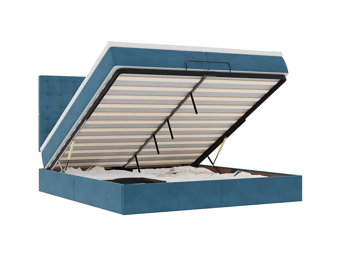 Bed poef met matrassen en leds 200x200 cm fluweel donkerblauw