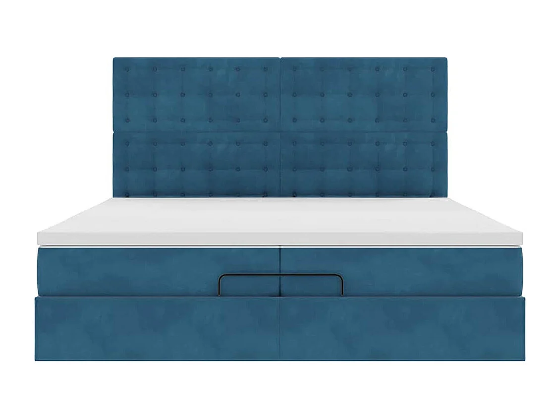 Bed poef met matrassen en leds 200x200 cm fluweel donkerblauw