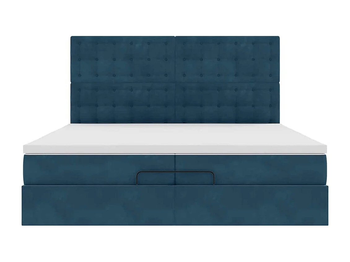 Bed poef met matrassen en leds 200x200 cm fluweel donkerblauw